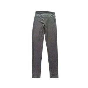 No Boundaries Womens Glitter Metallic Leggings Silver High Rise Pants Small 3-5